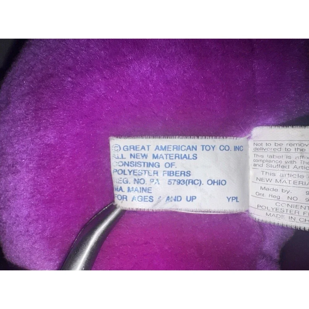 Vintage Great American Toy Co Purple Monkey Plush 20” Hook Loop Hands Hug